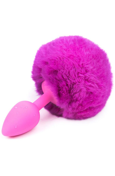 Purple Kunstfell-Hasenschwanz mit Silikon-Plug S - Analplug in Tierform 1