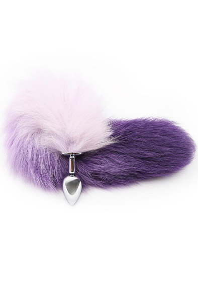 Purple & White Kunstschwanz mit Edelstahlplug S - Analplug in Tierform 2