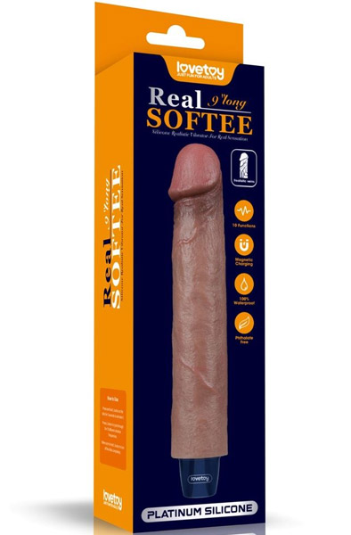 Real Softee Vibrationsdildo Braun 22,5 cm - Vibrierende Dildos 8