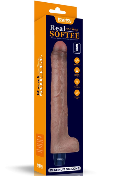 Real Softee Vibrationsdildo Braun 26,5 cm - Vibrierender Dildo 8