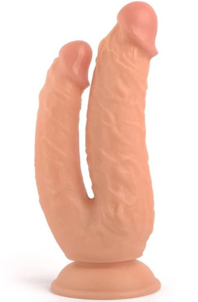 Realistischer Penis Doppelte Penetration Hautfarben 21 cm - Doppel-Dildo Dosis 1
