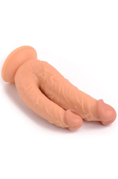 Realistischer Penis Doppelte Penetration Hautfarben 21 cm - Doppel-Dildo Dosis 2