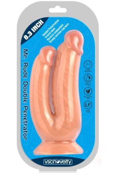 Realistischer Penis Doppelte Penetration Hautfarben 21 cm - Doppel-Dildo Dosis 3