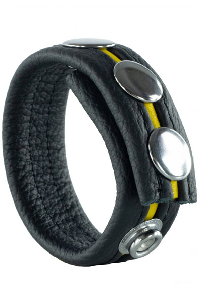 Red Cockring aus Leder in Schwarz/Gelb - Cockring 1