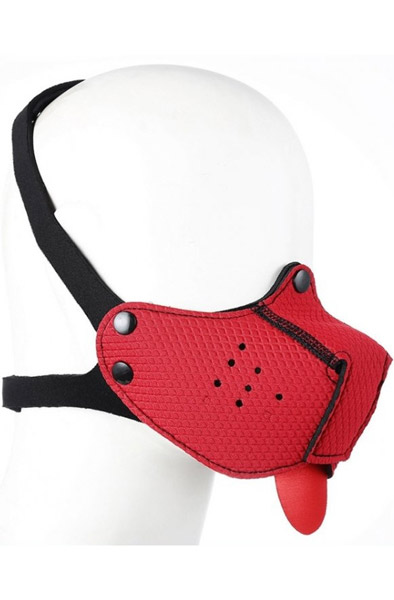 Red Puppy Neopren-Schnauze + Zunge - BDSM Maske 1