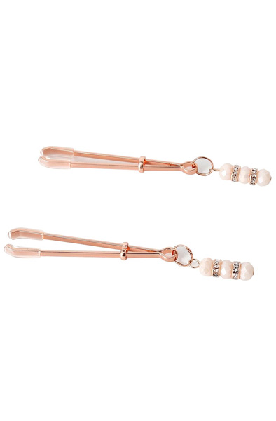 Rose Nippelklemmen mit Strasssteinen - Brustwarzenklammern 2