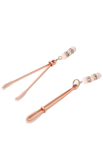 Rose Nippelklemmen mit Strasssteinen - Brustwarzenklammern 3