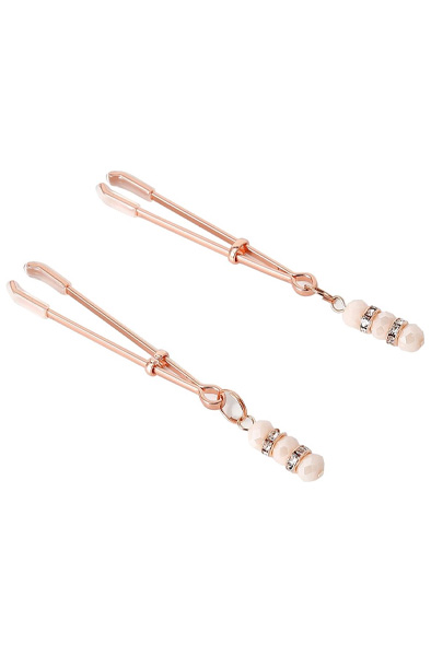 Rose Nippelklemmen mit Strasssteinen - Brustwarzenklammern 5