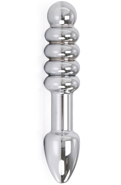 Rounded doppelseitiger Stahldildo - Analplug aus Metall 1