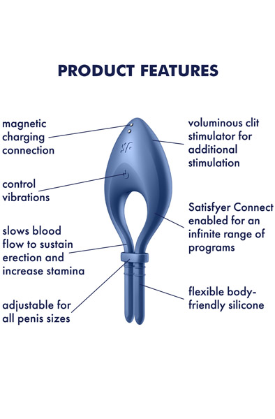 Satisfyer Bullseye Ring-Vibrator Blau - App-gesteuerter Penisring 2