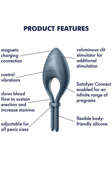 Satisfyer Bullseye Ring-Vibrator Dunkelblau - Vibrierender Penisring 2