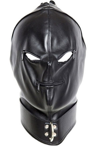 Schwarze Strikte Maske mit Reißverschluss - BDSM Maske 1