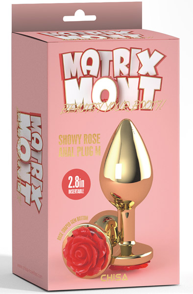 Showy Rose Analplug mittelgroß Gold/Rot - Analplug aus Metall 3