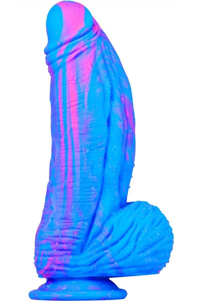 Silikon Dildo Fat Dick Blau-Pink 25cm - Monster-Dildo 2