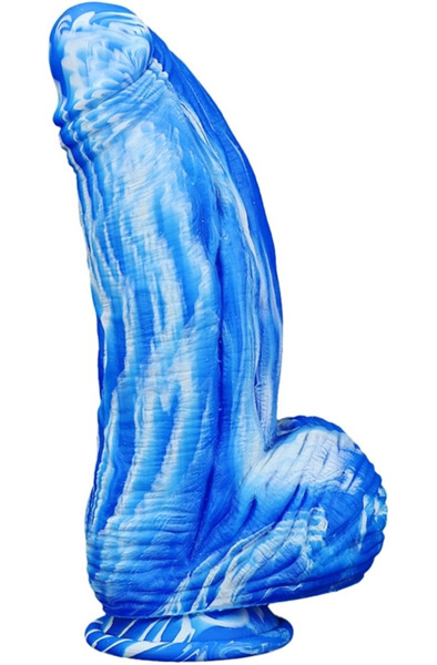 Silikon Dildo Fetter Schwanz Dick Blau-Weiß 25cm - Monster-Dildo 2