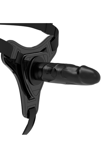 Silikon Strap-On Realistisch Schwarz 16 cm - Umschnalldildo mit Geschirr 2