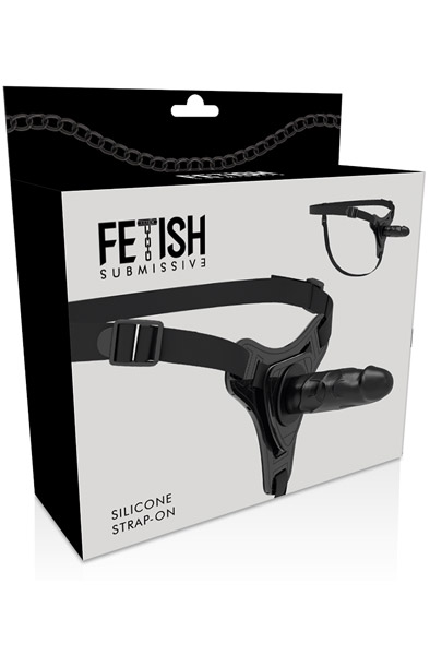 Silikon Strap-On Realistisch Schwarz 16 cm - Umschnalldildo mit Geschirr 3