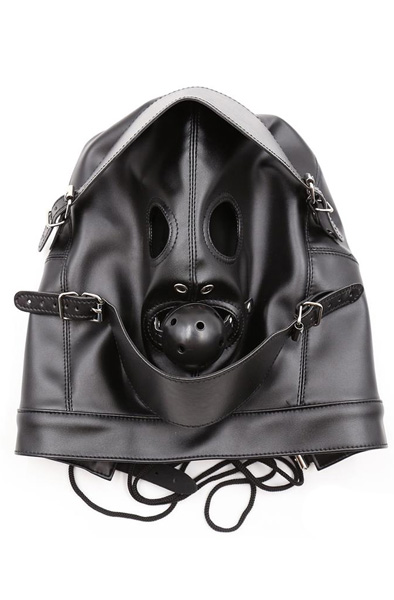 Sklaven Maske mit Augenmaske & atmungsaktivem Knebelball - BDSM Maske 2