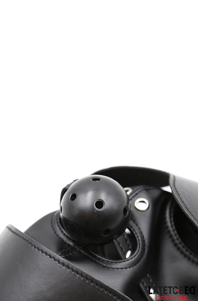 Sklaven Maske mit Augenmaske & atmungsaktivem Knebelball - BDSM Maske 3