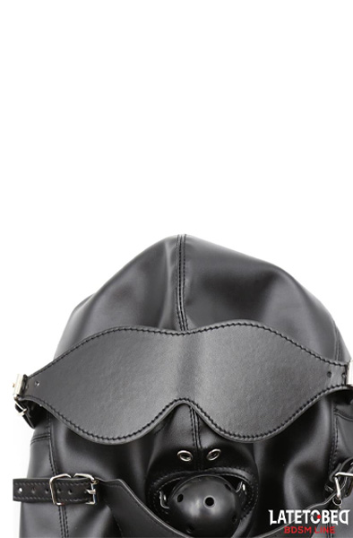 Sklaven Maske mit Augenmaske & atmungsaktivem Knebelball - BDSM Maske 4