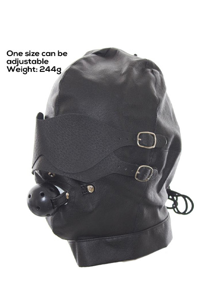 Sklaven Maske mit Augenmaske & atmungsaktivem Knebelball - BDSM Maske 7