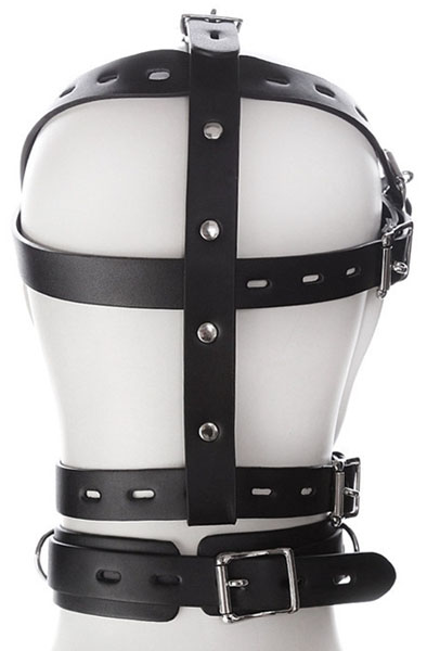 SM Harness Kopfmaulkorb Schwarz - Knebel mit Geschirr 3