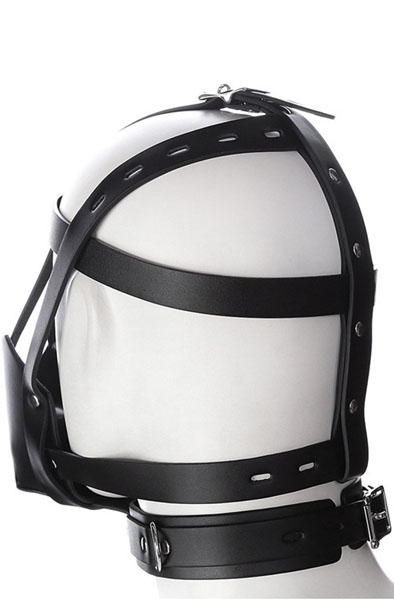 SM Harness Kopfmaulkorb Schwarz - Knebel mit Geschirr 4