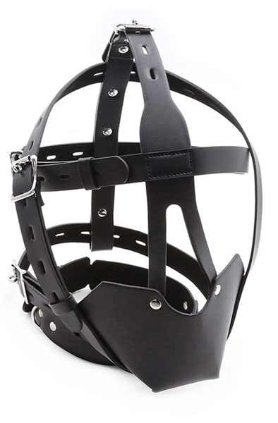 SM Harness Kopfmaulkorb Schwarz - Knebel mit Geschirr 5