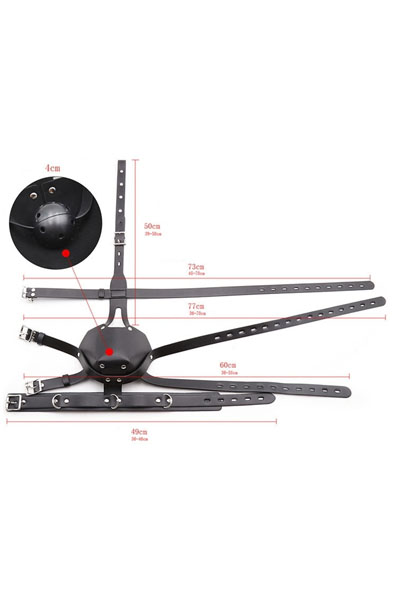 SM Harness Kopfmaulkorb Schwarz - Knebel mit Geschirr 6