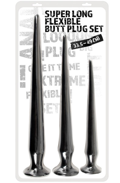 Super Long Flexibles Butt Plug Set Schwarz - Extra langer Anal-Dildo 5