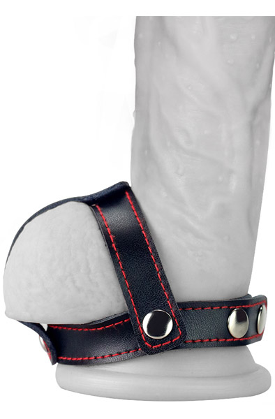 T-Style Leder-Cockring mit Hodenteiler - Penis- und Hodensackringe 2