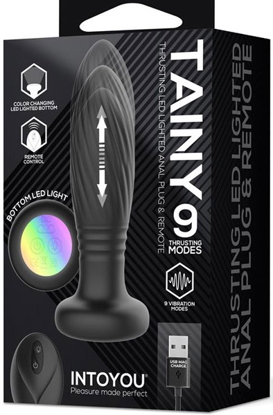Tainy Stoßender Analplug mit LED-Beleuchtung und Fernbedienung - Vibrierender Analplug 4