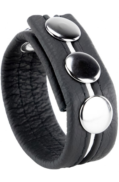 The Red Cockring aus Leder in Schwarz/Weiß - Cockring 1