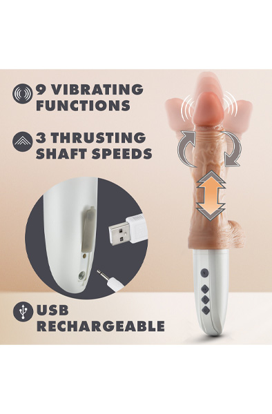 Thrusting vibrierender & wärmender Dildo 17,5 cm - Vibrierender Dildo 2