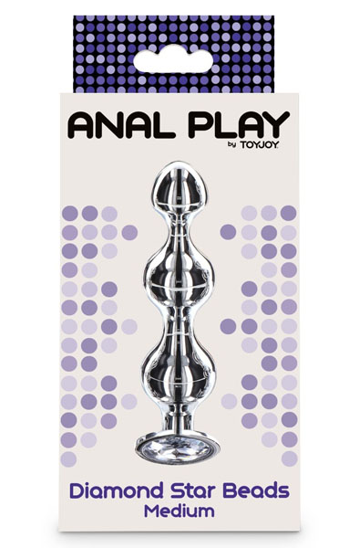 ToyJoy Diamantstern Perlen Mittelgroß - Analplug aus Metall 5