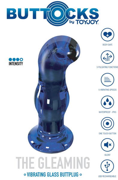 ToyJoy Funkelnder Vibrations-Glasplug 11,5 cm - Analplug aus Glas 4