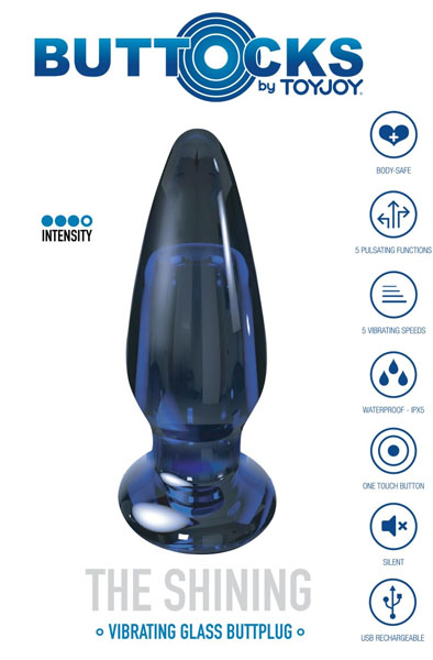 ToyJoy Leuchtender Vibrations-Glasplug 11,5 cm - Vibrierender Analplug 3