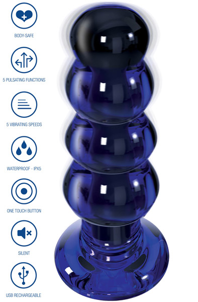 ToyJoy Strahlender Vibrations-Glasplug 11,5 cm - Vibrierender Analplug 1