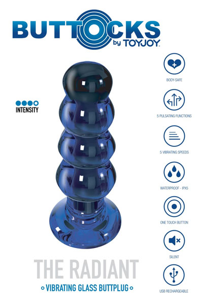 ToyJoy Strahlender Vibrations-Glasplug 11,5 cm - Vibrierender Analplug 4