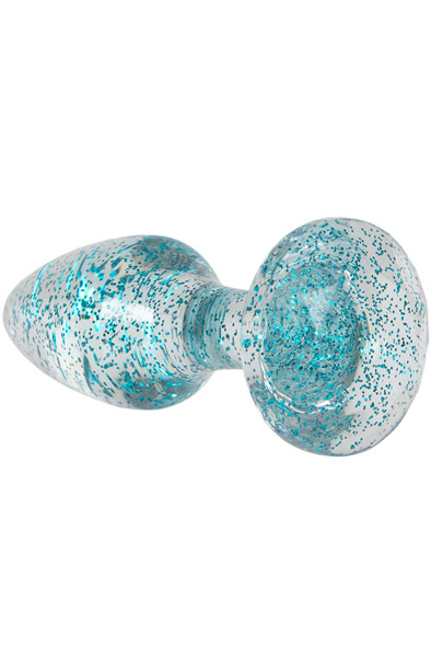 Transparenter Blauer Funkelnder Butt Plug 8 cm - Analplug 2