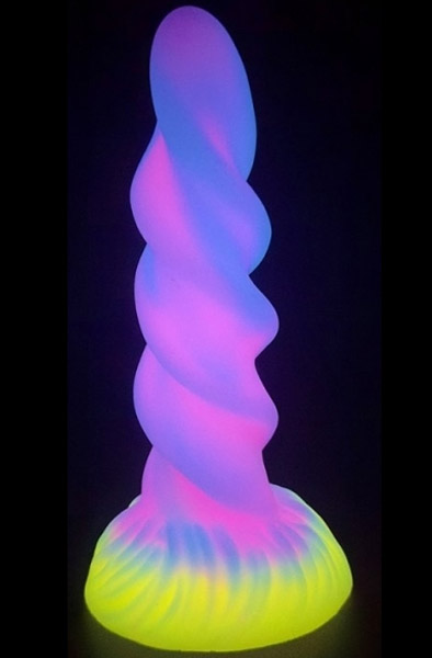 Unicorn Spiral Leuchtender Dildo 21,5 cm - Drachen-Dildo 2