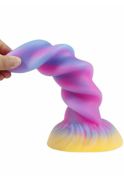 Unicorn Spiral Leuchtender Dildo 21,5 cm - Drachen-Dildo 3