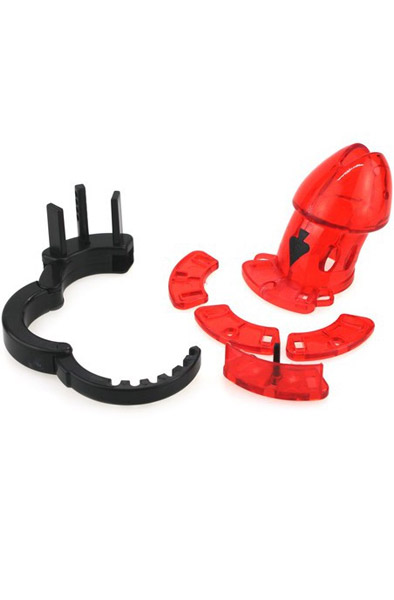 Verstellbare Cock Cuff Keuschheitsvorrichtung Rot - Keuschheitskäfig 3