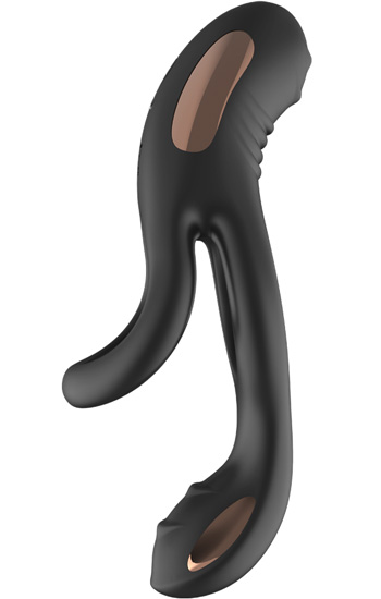 Vibrierender Cockring mit Klitorisvibrator - Penisring mit doppelter Penetration 1