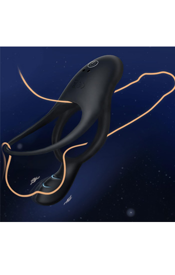 Vibrierender Cockring mit Klitorisvibrator - Penisring mit doppelter Penetration 2