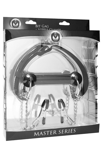 XR Play Hard Silicone Bit Gag with Nipple Clamps - Knebelball 3
